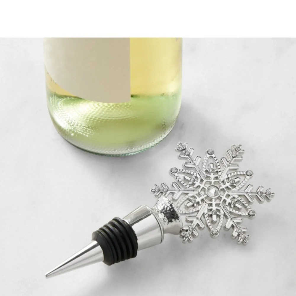 Williams Sonoma Silver Star snowflake Wine bottle Stopper with crystals NWT